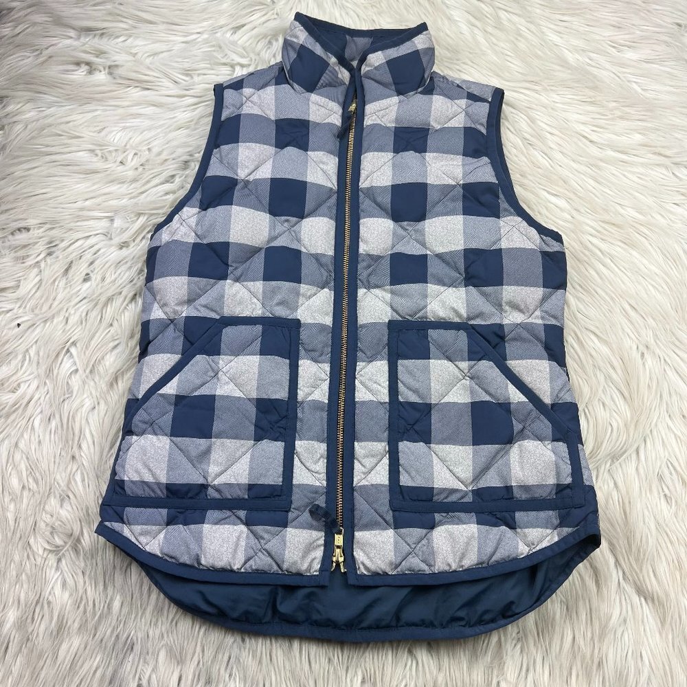 J.Crew‎ Quilted Plaid Vest Zip Front